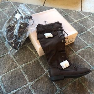 Lace-up Sweater Cuffed Tall Boots